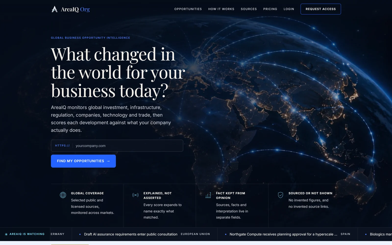 AreaIQ, a global opportunity intelligence platform built by Shika