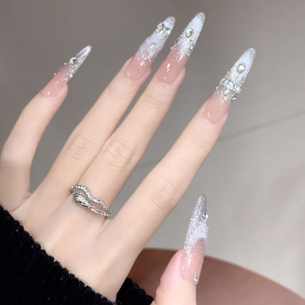 Glitter stiletto nails
